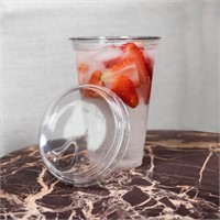 24oz Clear Plastic Cups with Sip Lids  100ct