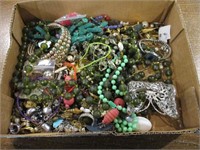 Flat of Costume Jewelry Pieces & Parts