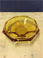 Vintage Amber Glass Diamond Point Dish