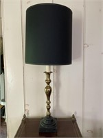 Pair brass and metal table lamps