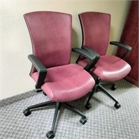 (2) Red Office Chairs           (H# 4)