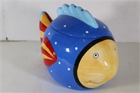 Vintage Hand Painted Fish Cookie Jar 8 1/2 x 11 1/