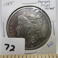 1885 Morgan silver dollar