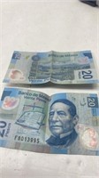 20 Pesos Mexican Paper Money lot