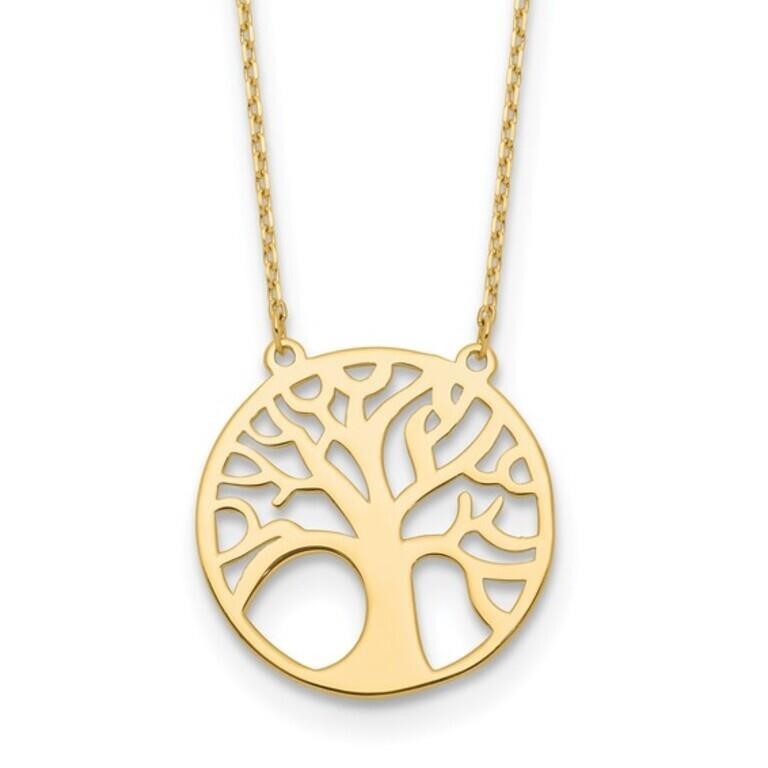 14K Polished Tree of Life Necklace