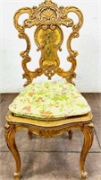 Italian Rococo Hand Painted Signed Ladies Chair
