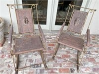 Pair of Wrought Iron Outdoor Patio Rocking Chairs