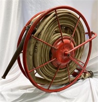 Early 20th C Fire Hose on Reel
