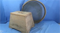 Vintage Sifter & Wooden Step Stool