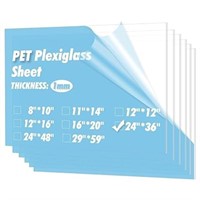 Art3d 5-pack Of 24ã—36" Pet/plexiglass Sheets, Tr