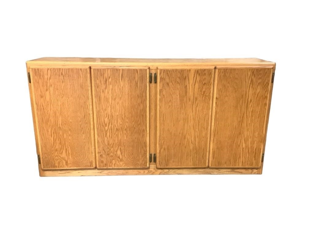Modern Four Door Oak Cabinet with Shelving