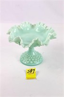 Fenton Green Pastel Hobnail Footed Comport Very