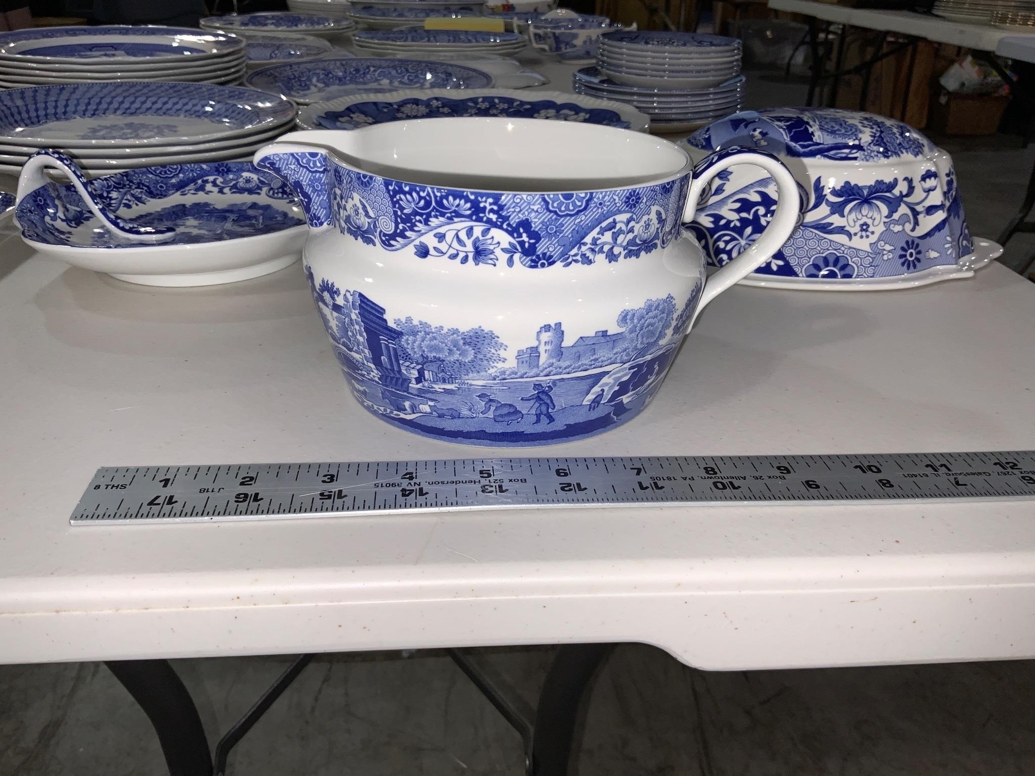 spode blue white pitcher/crock dairy jug 4" tall