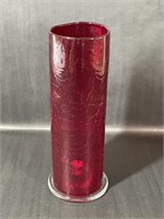 Clear and Red Glass Candlestick Holder