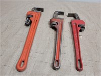 (3) Pipe Wrenches 2- #14 & 1- 18