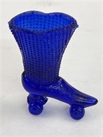 Cobalt blue glass lady boot roller skate 4” tall