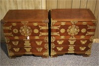 PAIR OF MATCHING NIGHT STANDS WITH ORNATE METAL