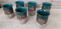 6 Signed Pottery Mugs