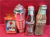 Coca-Cola Lot Straw Caddy Mini Clock & Tins