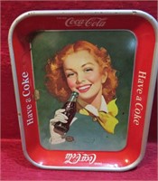 Drink Coca-Cola Vintage Tin Tray Have a Coke Girl