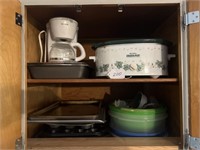 Contents of Kitchen Cabinet- Crock Pot, Etc.