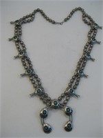 Navajo SS Turquoise Squash Blossom Necklace