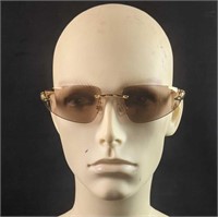 Cartier Brown 110 Panther Rimless Sunglasses