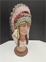Ceramic Indian Bust Marked Mexico 23.5" High