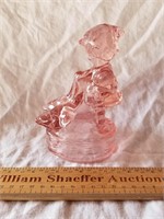 Pink Glass Girl & Swans 5" H