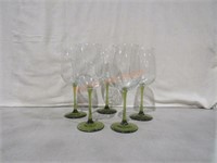 5 Wine Glasses Olive Stem;