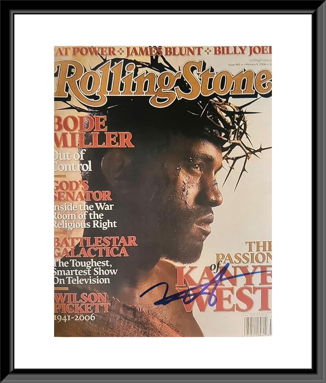 Kanye West signed Rolling Stone Magazine cover pho