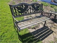 Cast iron Park bench wood is rotted 50"24"