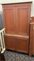 Antique Red Painted Stepback Cupboard