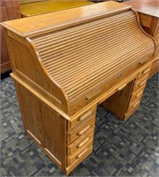Modern Oak Roll Top Desk