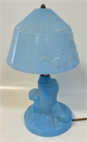 SWEET VINTAGE BLUE GLASS SQUIRREL ACCENT LAMP