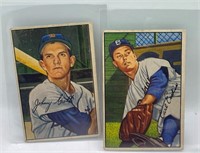 1952 Bowman Cards Carl Erskine and Johnny Groth