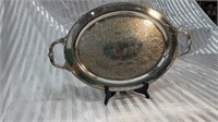 Silver Plated Ornate Oval Serving Tray with