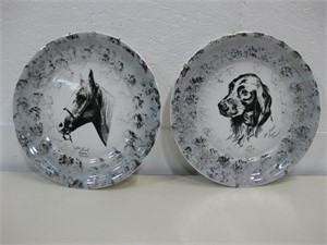 Two 10" To Earl Horse & Dog Collectible Plates