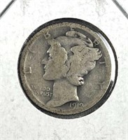 1919-S Mercury Silver Dime, US 10c Coin