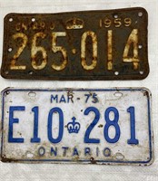 1959 and 1975 Ontario plates