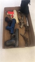 Lot of toy pistols Army, disc, flying saucer etc