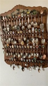 Souvenir spoons in display rack