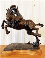 Bronze Sculpture Cowboy On Horse James Collender