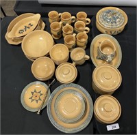 Pfaltzgraff Folk Art Blue Decorated Dining Ware.