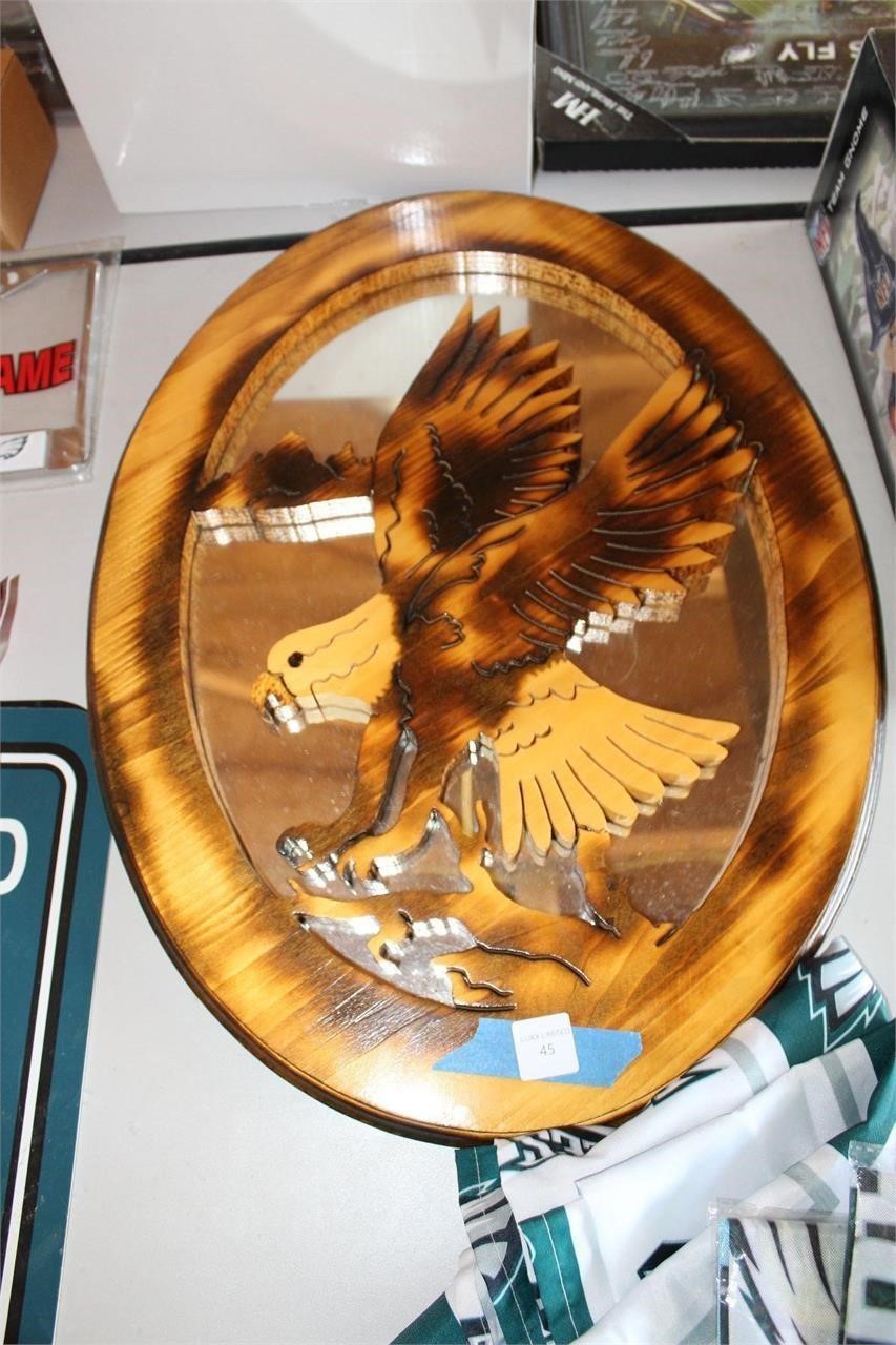 Wooden Eagles carving in mirror