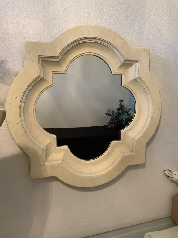 Circle/Square Painted Wood Mirror