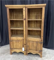 SOLID WOOD PAIR OF RUSTIC BOOKCASES