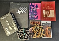 Chess Set and Chess Book Lot