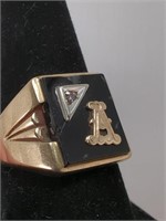 Vintage 10KT Gold "A" Ring With Diamond Chip,