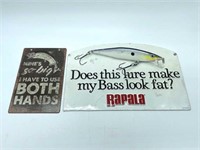 (2) Metal Fishing Signs - Rapala 13”x8.25” and So